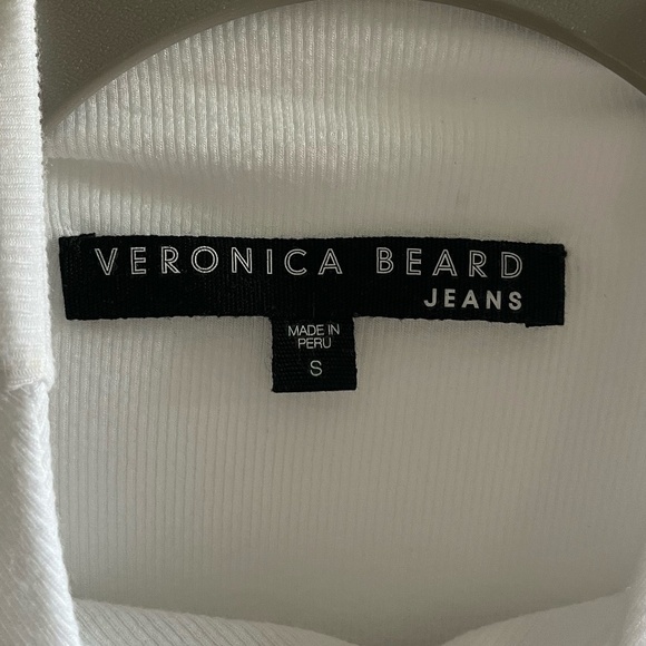 VERONICA BEARD JEANS | Soft-Stretch Theresa Ruched Turtleneck in White | Size S - Picture 7 of 9